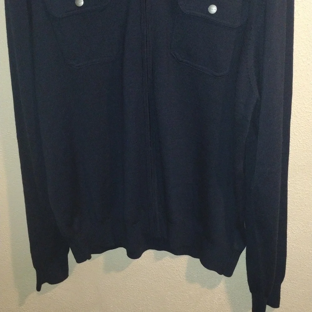 Michael Kors Full Zip Wool Blend Cardigan Sweater Button Pockets XXL